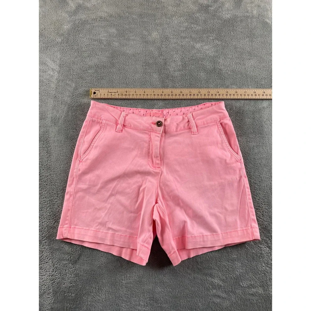 Land 'n Sea Womens Pink Chino Shorts Sz 4 Mid Rise Stretch Cotton Summer Casual